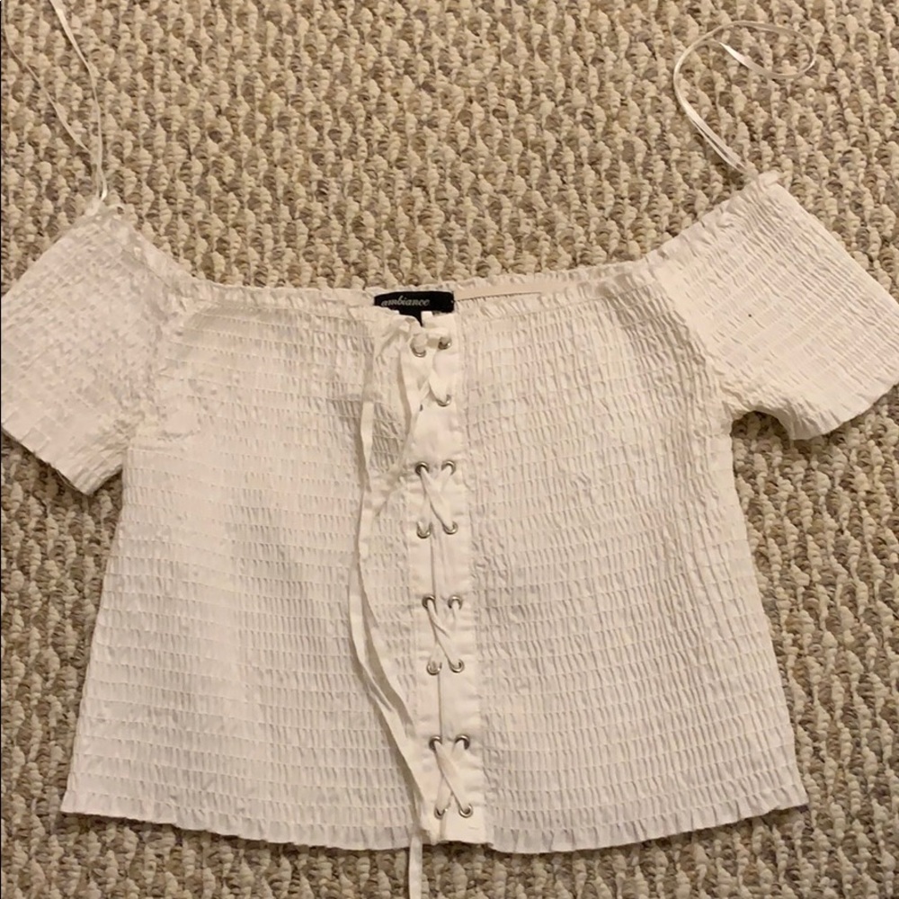 Off the shoulder white top